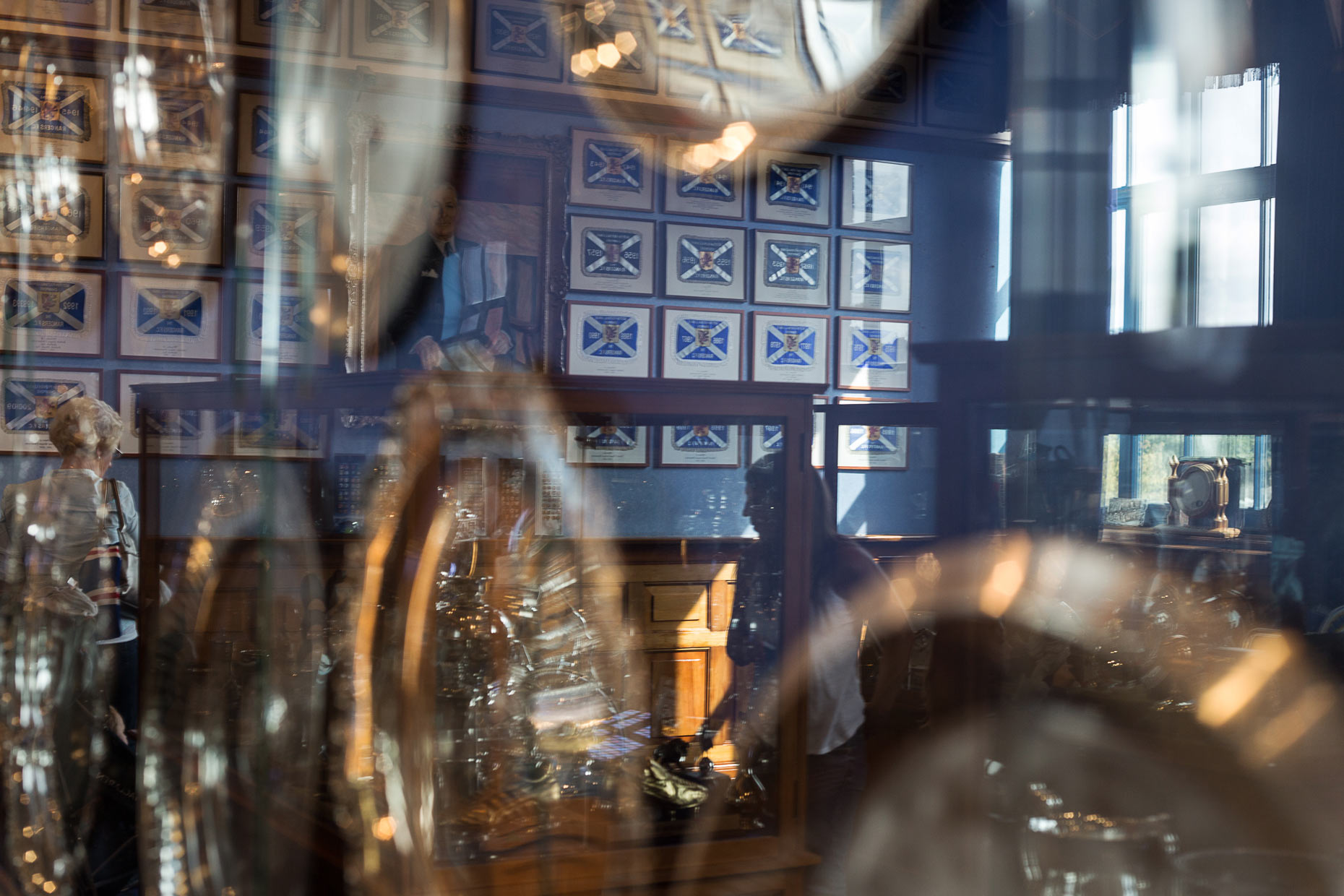 Rangers FC trophy room at Ibrox Stadium, Scotland, by photographer Sutton-Hibbert