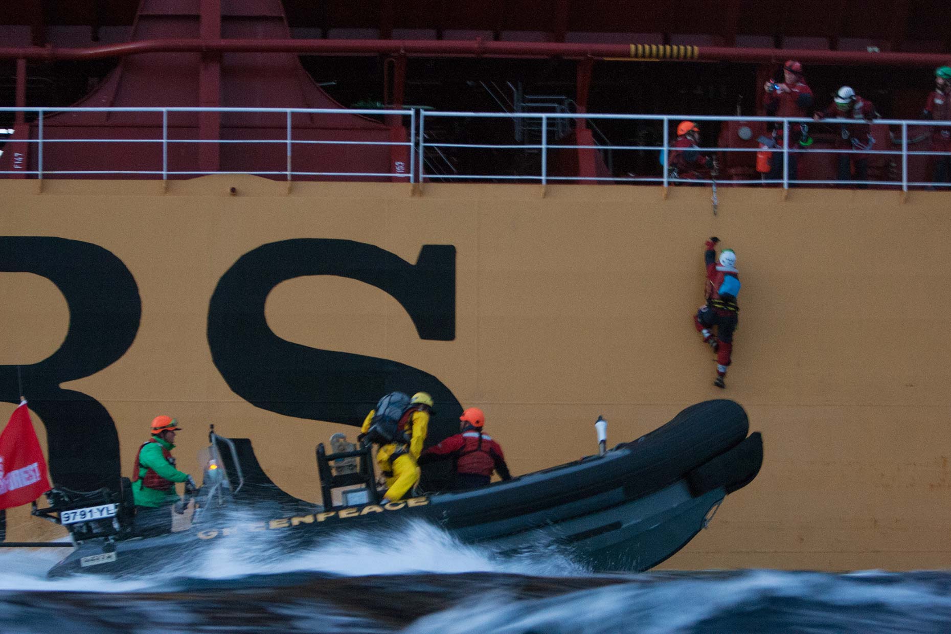 Palm oil protest at sea by Greenpeace environmentalists, by Scotland photographer 