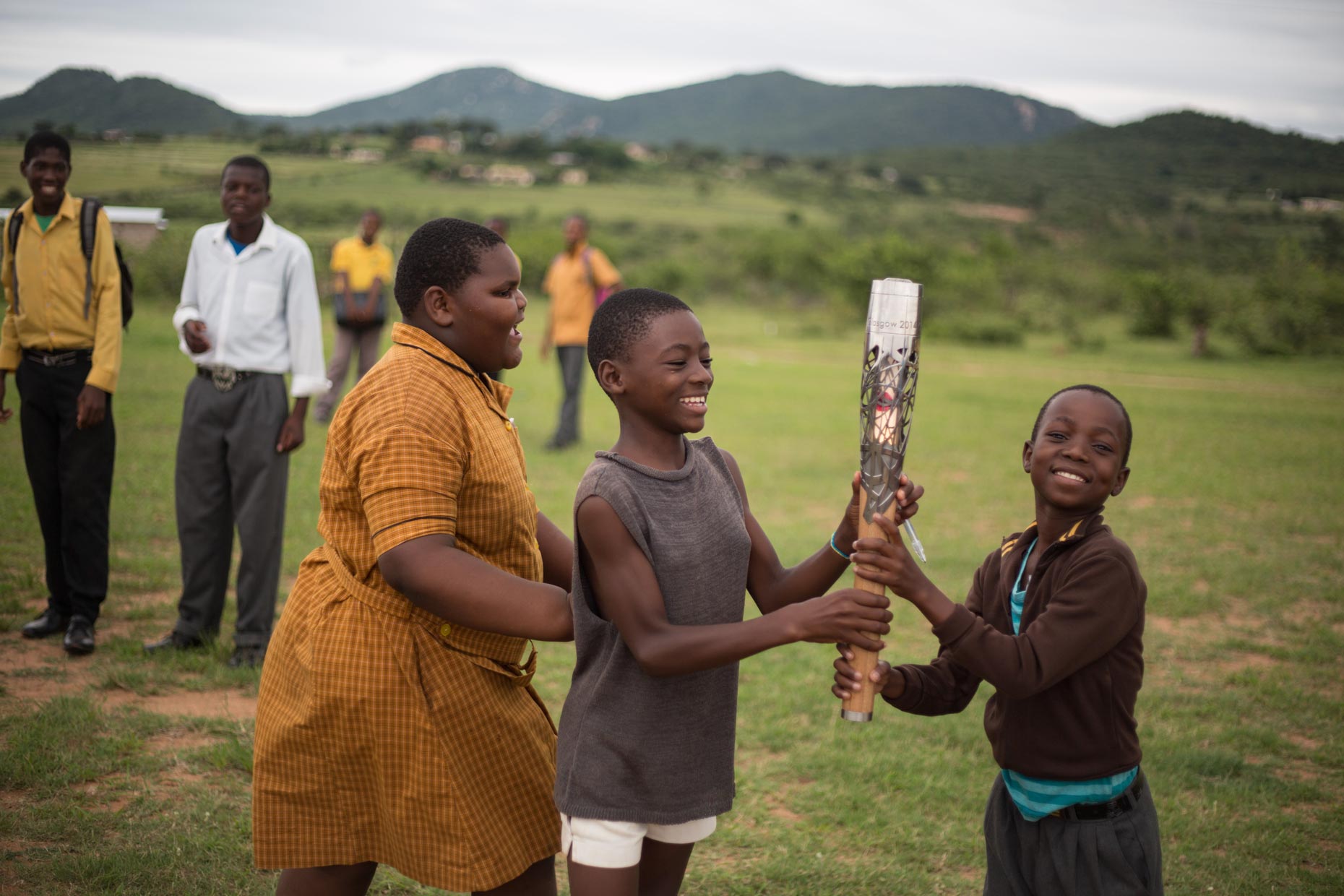 Children in Swaziland with Queen