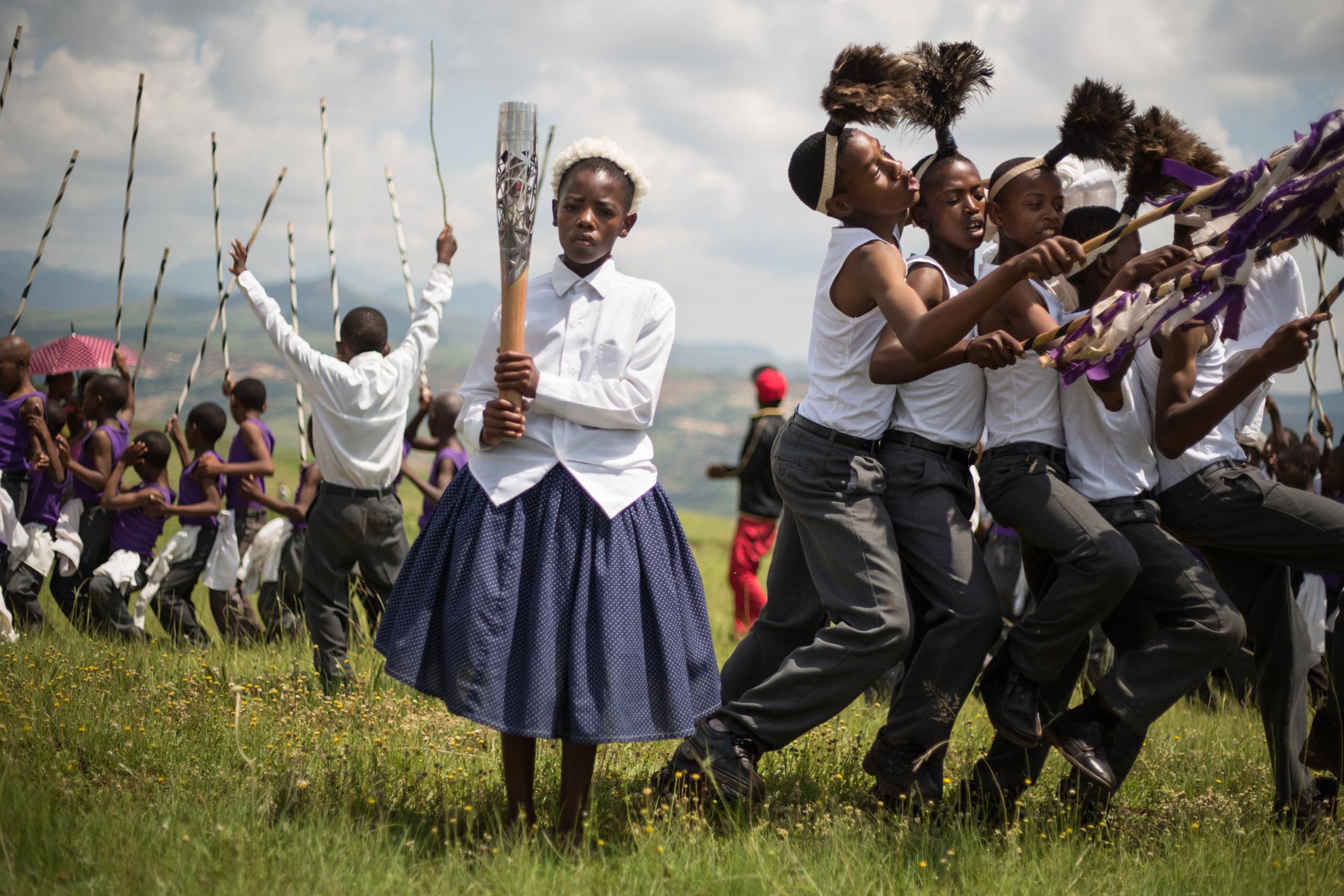 Lesotho schoolchildren and Queen