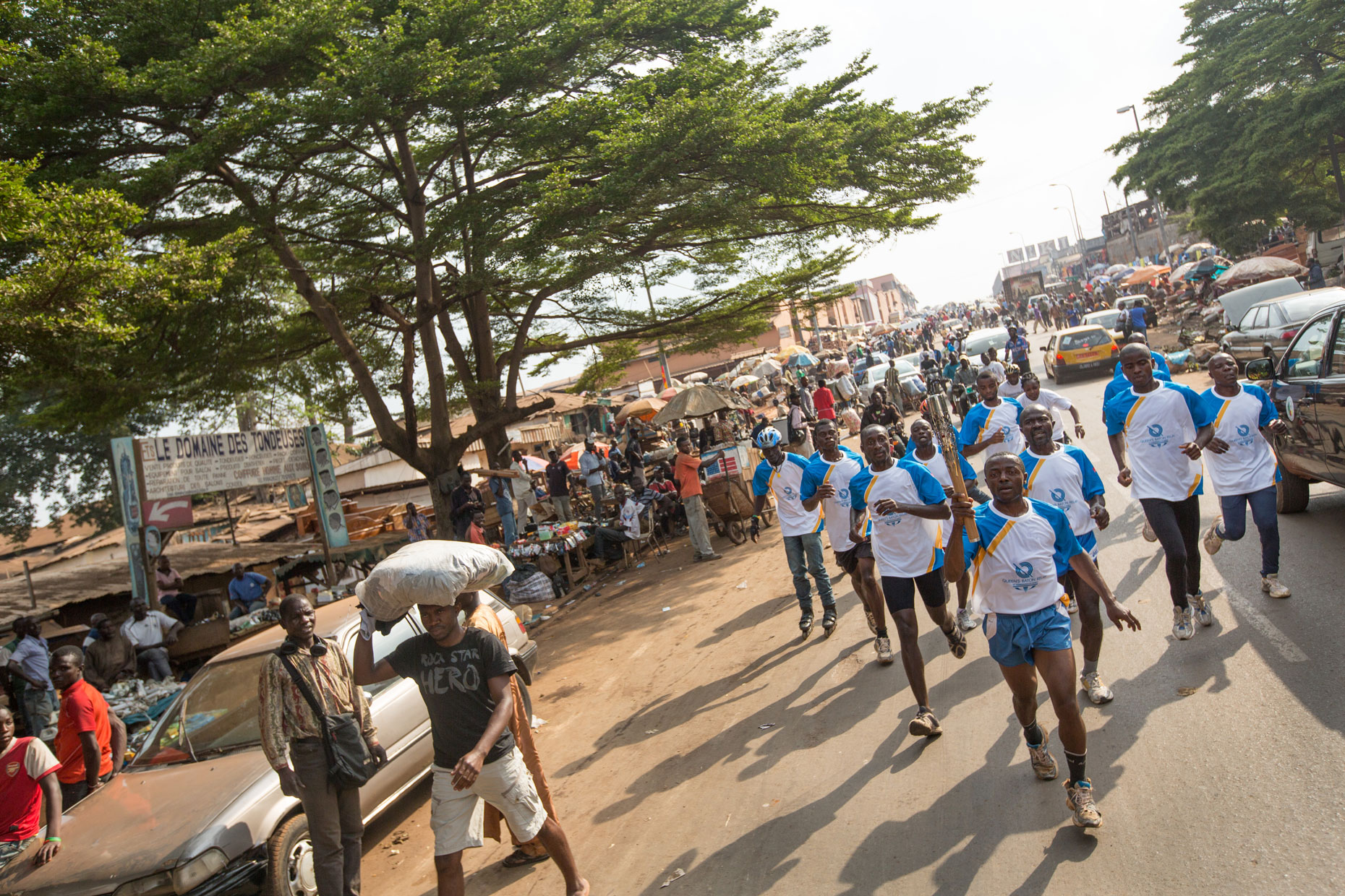 Runners in Yaounde Cameroon with Queen